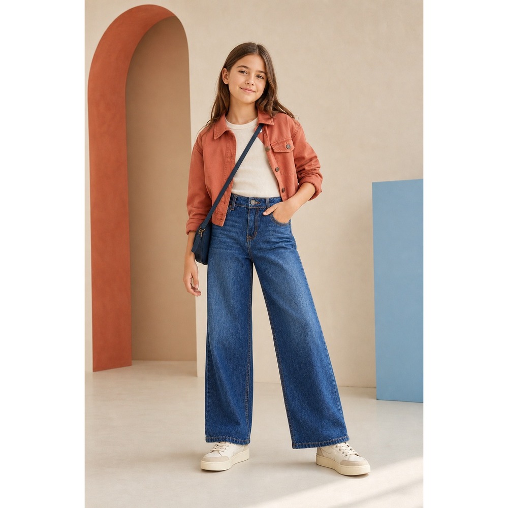 Hippie Girl Juniors Size Zero High Rise Wide Leg Blue Jeans Y2K Boho